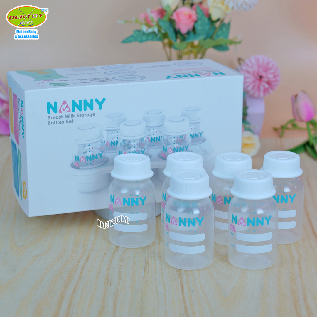 NANNY แนนนี่ ขวดเก็บน้ำนมแนนนี่4ออนซ์แพ็ค6ขวด พร้อมถาดเรียง N2202