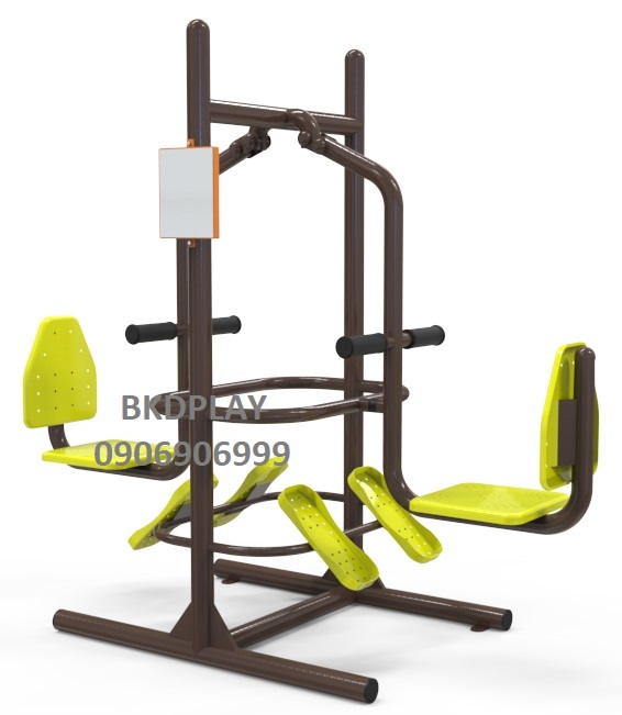 เครื่องออกกำลังกายกลางแจ้งผู้ใหญ่,บริหารขา เข่า น่อง แบบขาดัน ยกตัวคู่ ,ลานกีฬาอเนกประสงค์ ,สวนสาธารณะ ,เทศบาล ,หมู่บ้าน ,ผลิตในไทย ,สั่งทำตามสีที่ต้องการได้ ขนาด 80x180x170 ซม.