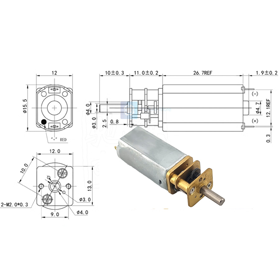 Micro square DC gear reduction motor 6V12V
