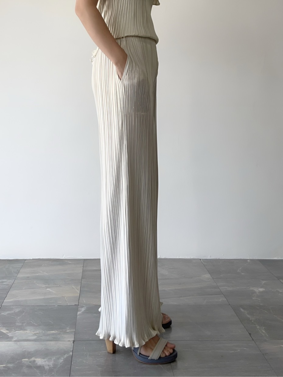 ปรับราคาลง20%!! ยาว 38.5นิ้ว! 2MUAY รุ่น GJO10106-9 กางเกงพลีทคุณภาพ STRAIGHT LEG METALLIC PLEATED PANTS 4สี FREE SIZE