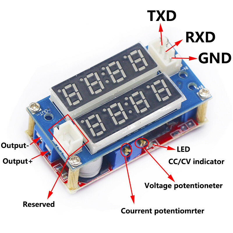 โมดูลชาร์จแบต/ขับ LED 5A CC/CV LED drive lithium-ion battery charging module with current and voltmeter adjustable power supply
