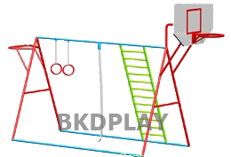 เครื่องเล่นสนามกลางแจ้ง เครื่องเล่นสนามเหล็ก ชุดปีนป่ายแป้นบาส1 Outdoor Playground, ราคาโรงงาน สินค้าสั่งผลิต 10-20 วัน ขนาด 150x250x220 ซม.