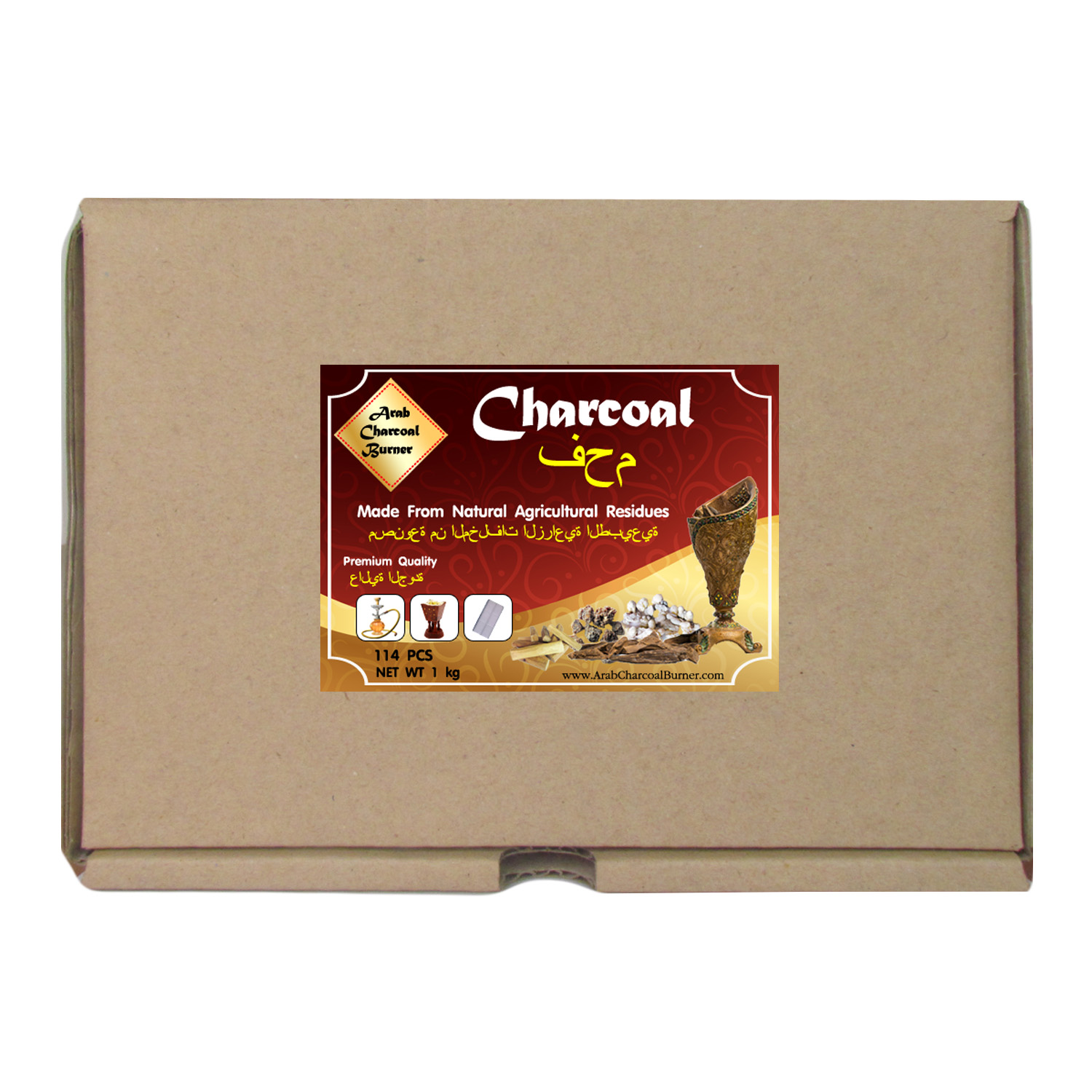 Arab Charcoal Burner ถ่าน ถ่านเผา ถ่านไม้ ถ่านพิเศษ ถ่านชาโคล สำหรับจุดไฟเผา ชิช่า บารากุ ทำจากธรรมชาติ 100% ไร้กลิ่น ไร้ควัน ไม่มีประกายไฟ ปลอดภัย ไร้สารเคมี จุดนานถึง 4-5 ชมต่อชิ้น - 1 กิโลกรัม