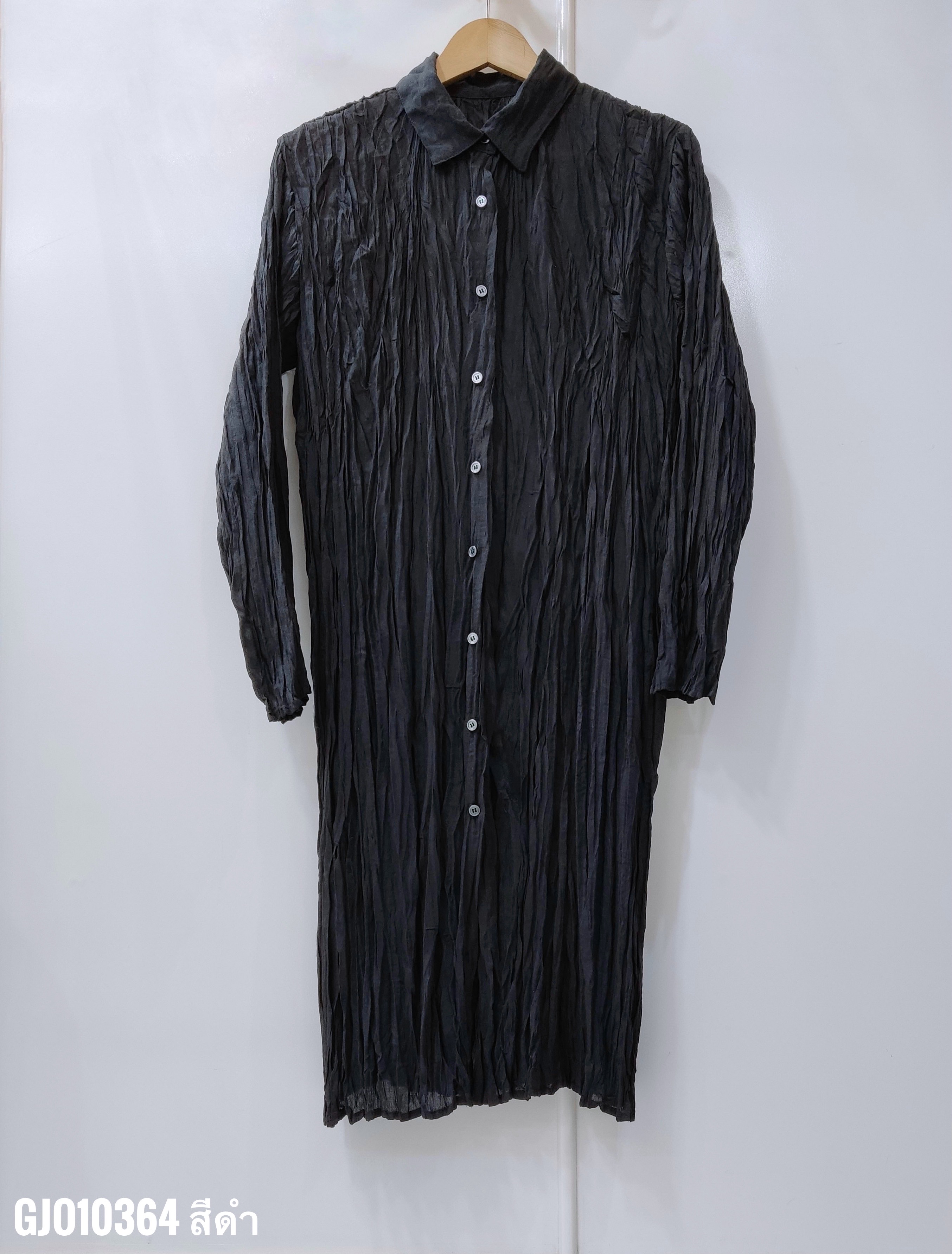 ปรับราคาลง20%!! 2MUAY รุ่น GJO10364 เสื้ออัดพลีทคุณภาพ LONG SLEEVE SHIRT COLLAR CRINKLE PLEATED TOP 4 สี FREE SIZE