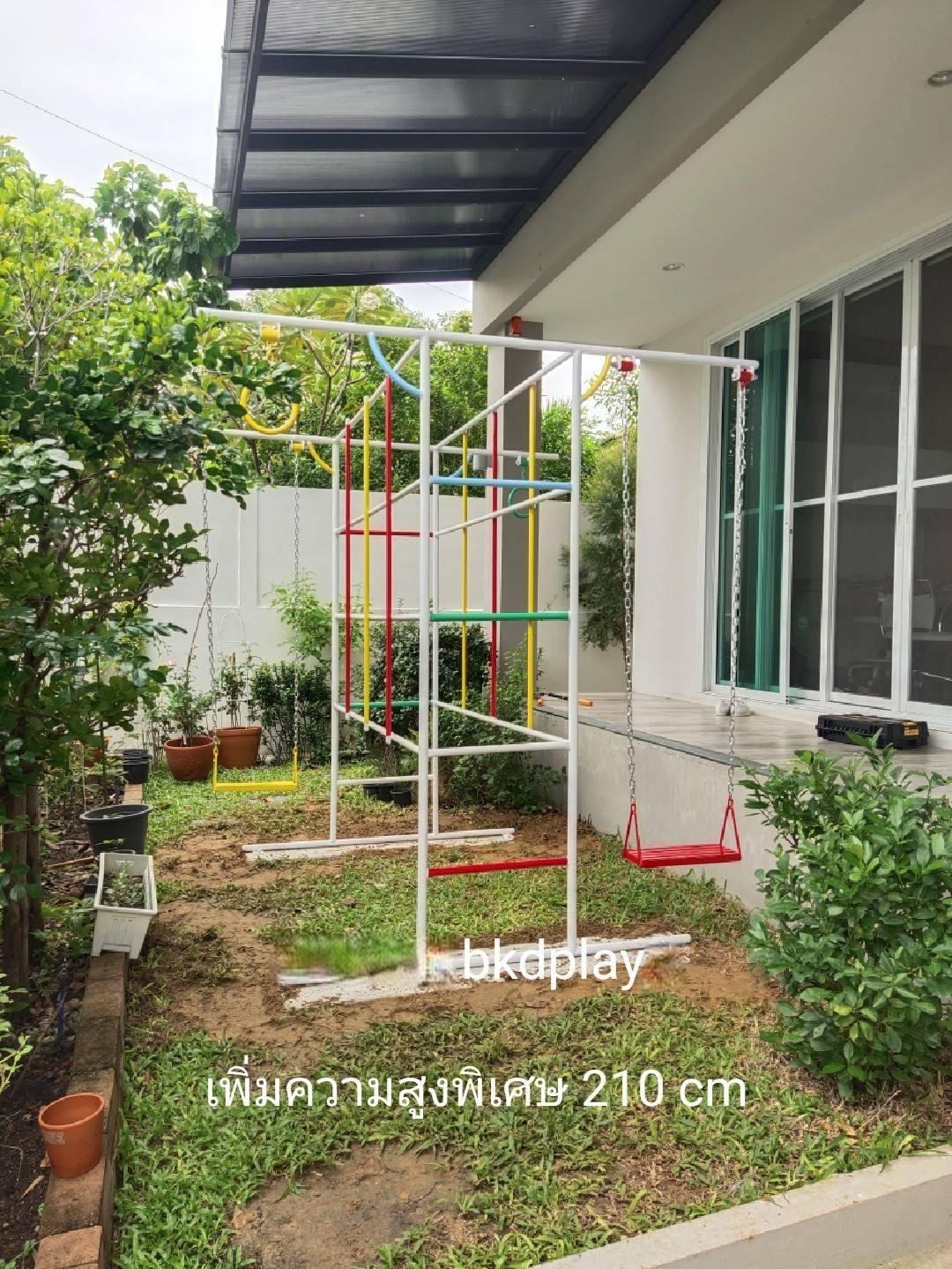 ชุดรวมM เครื่องเล่นสนามกลางแจ้ง เครื่องเล่นสนามแบบเหล็ก ประกอบด้วยชิงช้าปีนป่ายบาร์โหน OutdoorPlayground,ผลิตเครื่องเล่นสนาม,สนามเด็กเล่น,เครื่องเล่นงบสพฐ.ประชารัฐ ราคาโรงงาน ขนาด 150x195x188 ซม.