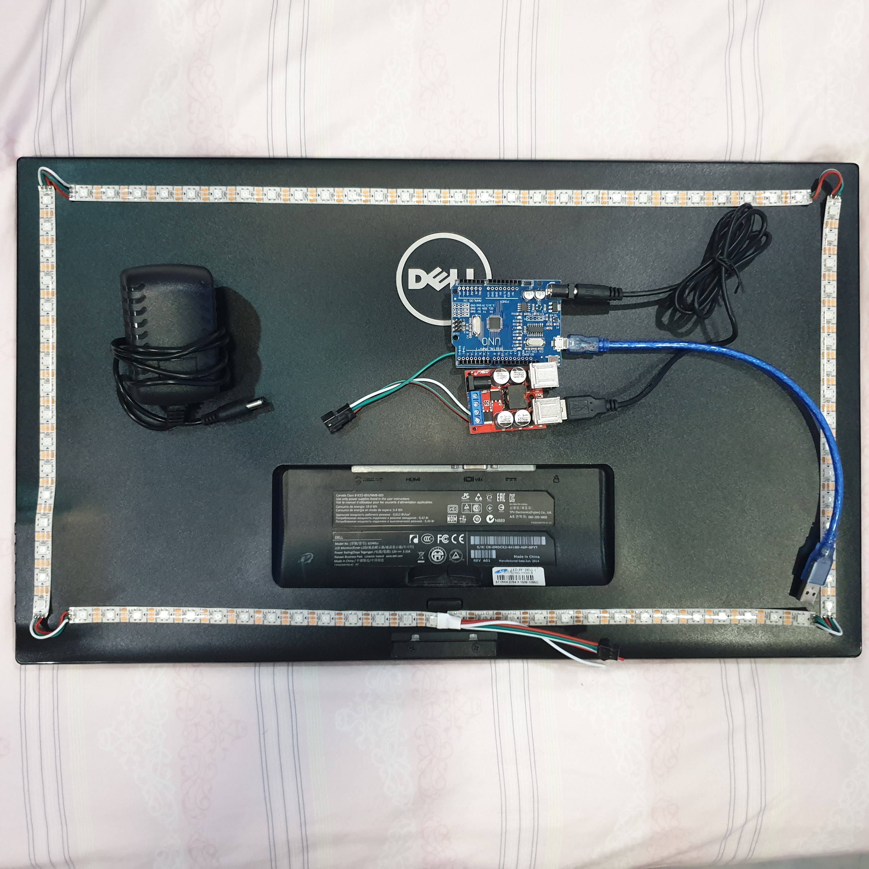 ชุด DIY ไฟ led หลังทีวี หรือจอคอม เลียนแบบสีขอบหน้าจอ หรือไฟนิ่งด้วย Arduino และ WS2812B
