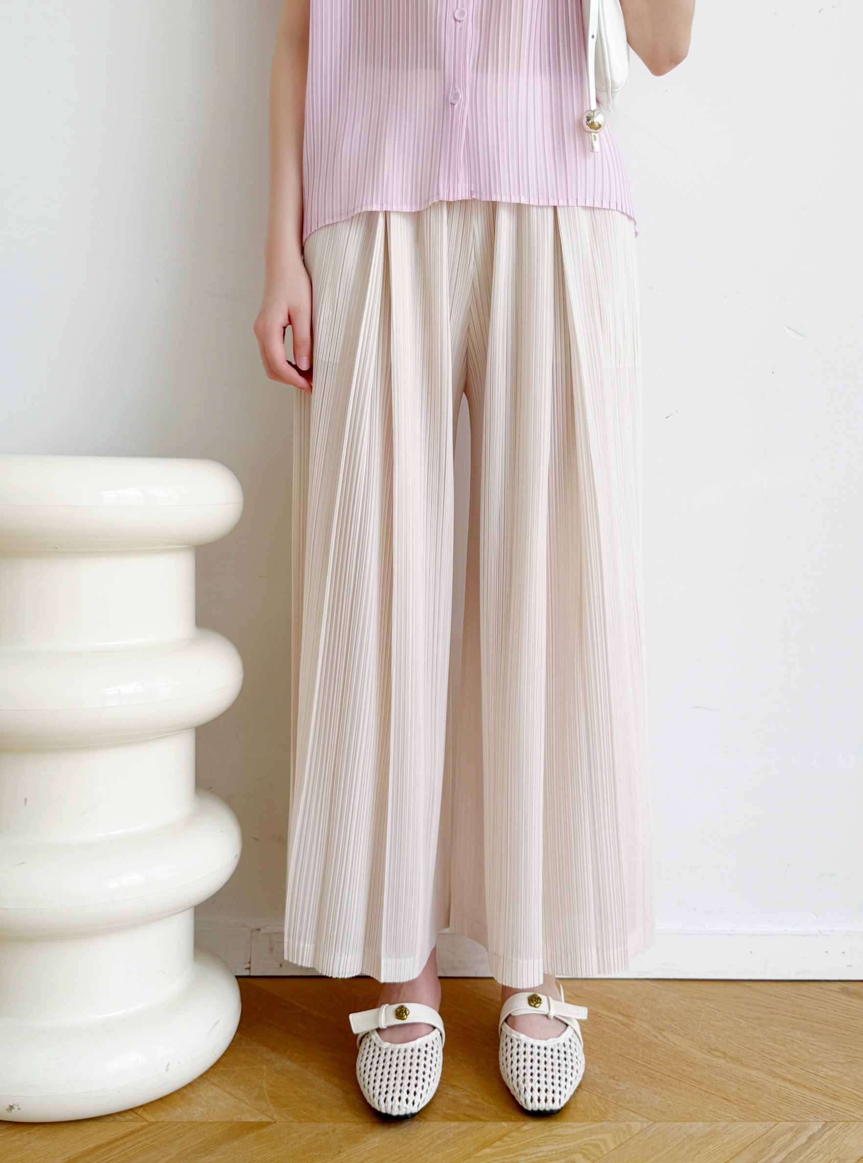 ยาว36นิ้ว! 2MUAY รุ่น GJO10237 กางเกงพลีทคุณภาพ FLOWY WIDE LEG PLEATED PANT 9 สี FREE SIZE