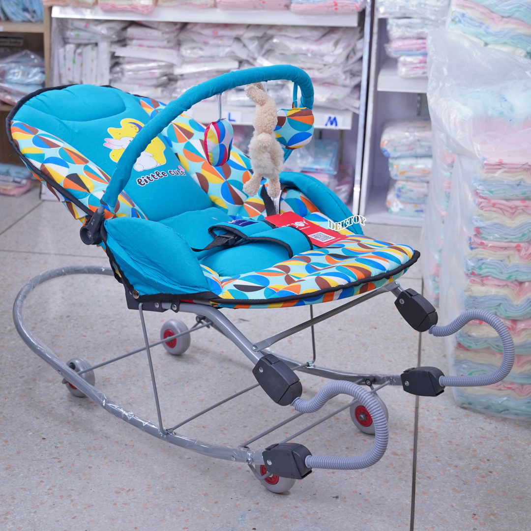 First feels เฟริสท์ฟิวส์ เปลโยกเด็กขนาดใหญ่ขาสปริง FF 482 ลายกลมใหญ่ กระต่าย