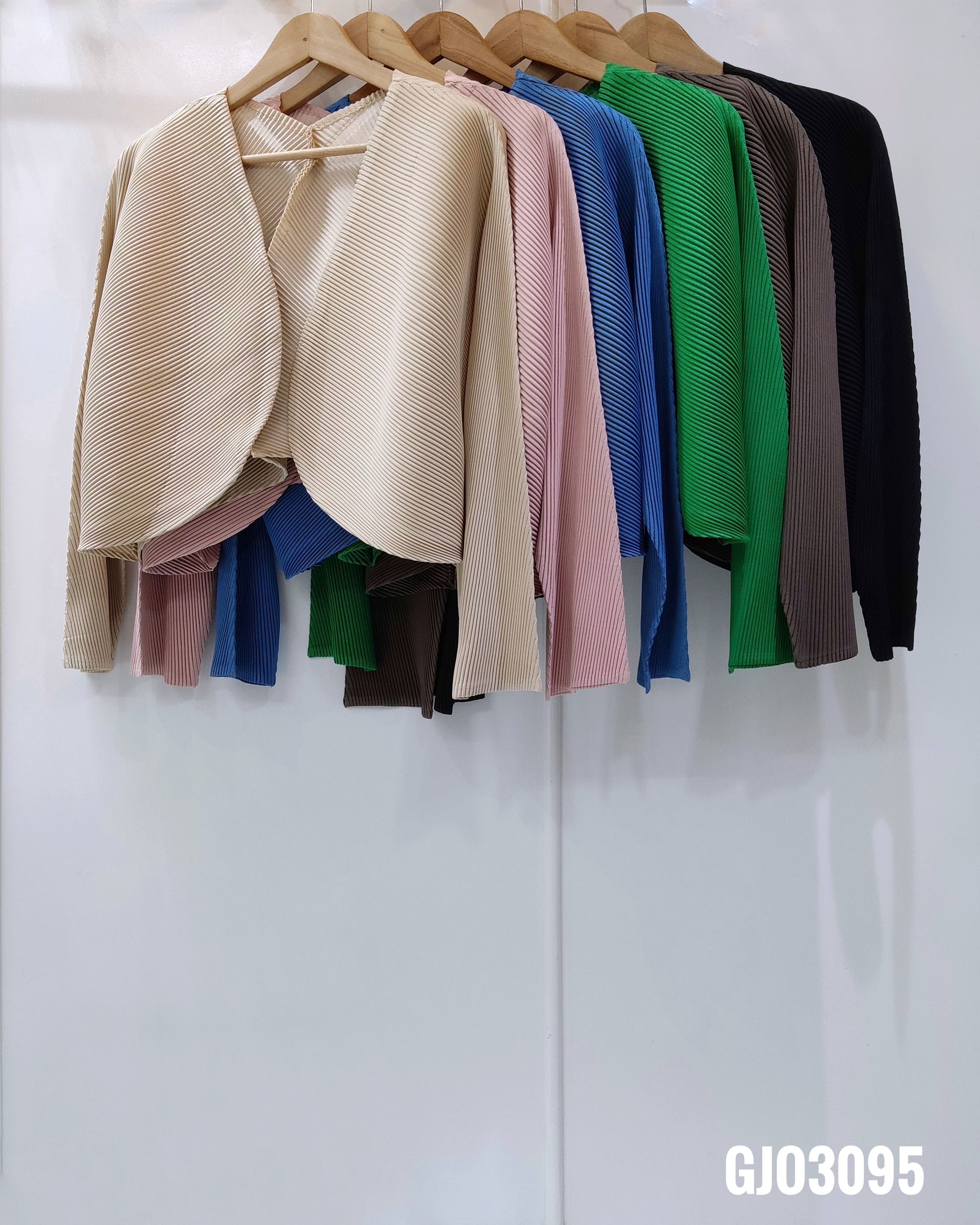 2MUAY รุ่น GJO3095 เสื้อคลุมผู้หญิง เสื้อคลุมพลีทคุณภาพ 6สี FREE SIZE LONG SLEEVE OPEN FRONT THICK PLEAT CARDIGAN