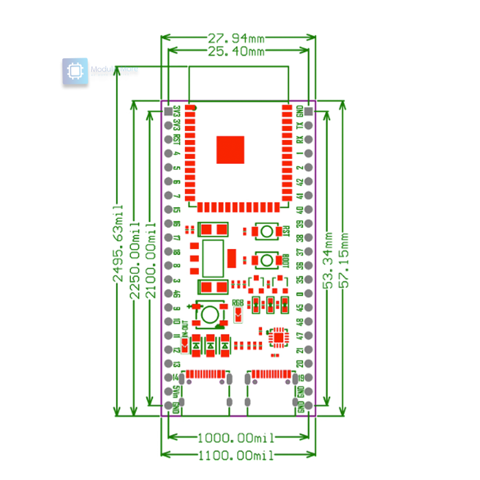 ESP32-S3 DevKitC-1 Dual Type-C USB ESP32-S3-WROOM-1-N16R8 Micropython ESP32S3