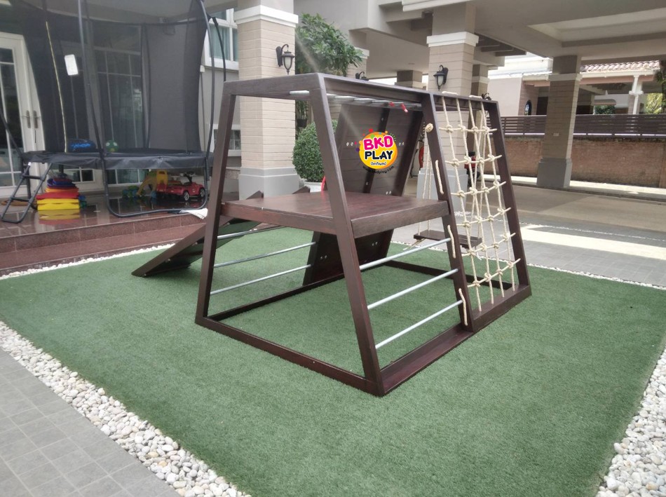 เครื่องเล่นสนามไม้ ชุด E ปีนป่ายเชือก,ปีนหน้าผา ปีนป่ายไม้ เครื่องเล่นสนามกลางแจ้ง ของเล่นสนามwoodplayground ไม้เนื้อแข็ง