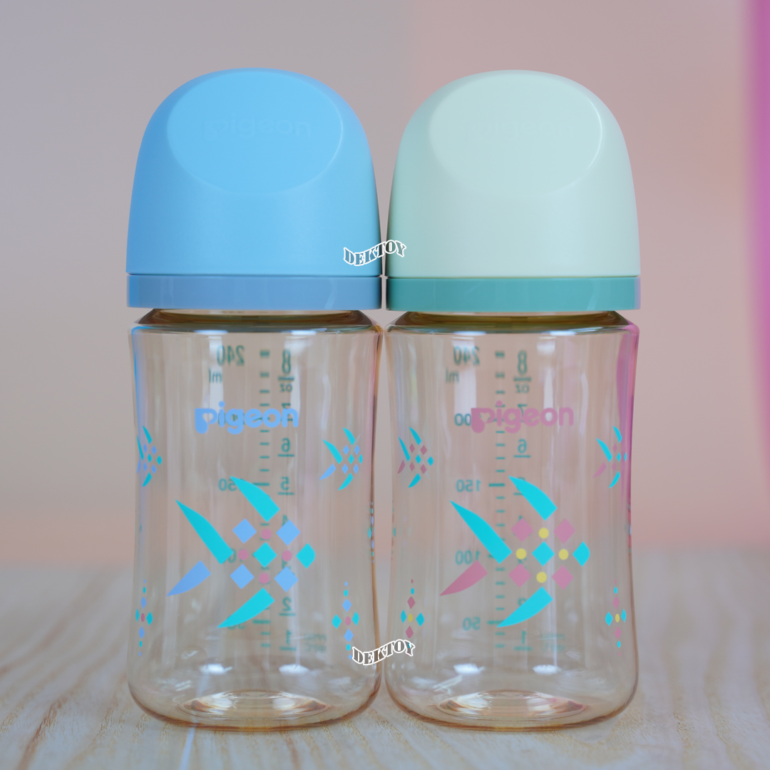 Pigeon Pla- Tapien พีเจ้น ปลาตะเพียน ขวดนมคอกว้างสีชา PPSU ขนาด 8 ออนซ์ แพคคู่