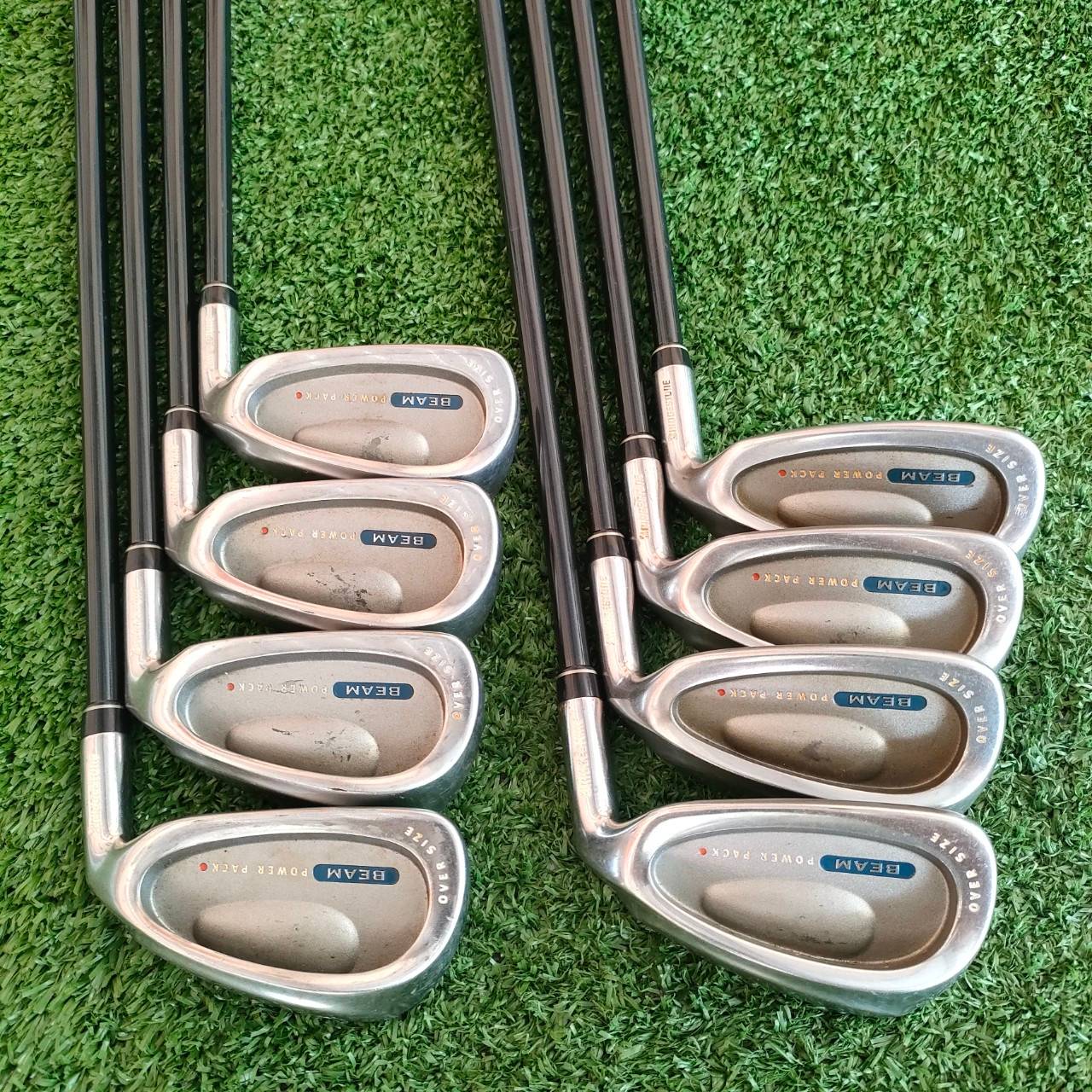 ชุดเหล็ก BRIDGESTONE BEAM POWER PACK มีเหล็ก 5-9 เเละ P/S PA SW ก้าน BEAM POWER PACK FLEX R ใบใหญ่ OVER SIZE ตีง่ายมาก วัสดุดี!! ไม้กอล์ฟมือสอง ของแท้ BY NakaraLuxurious