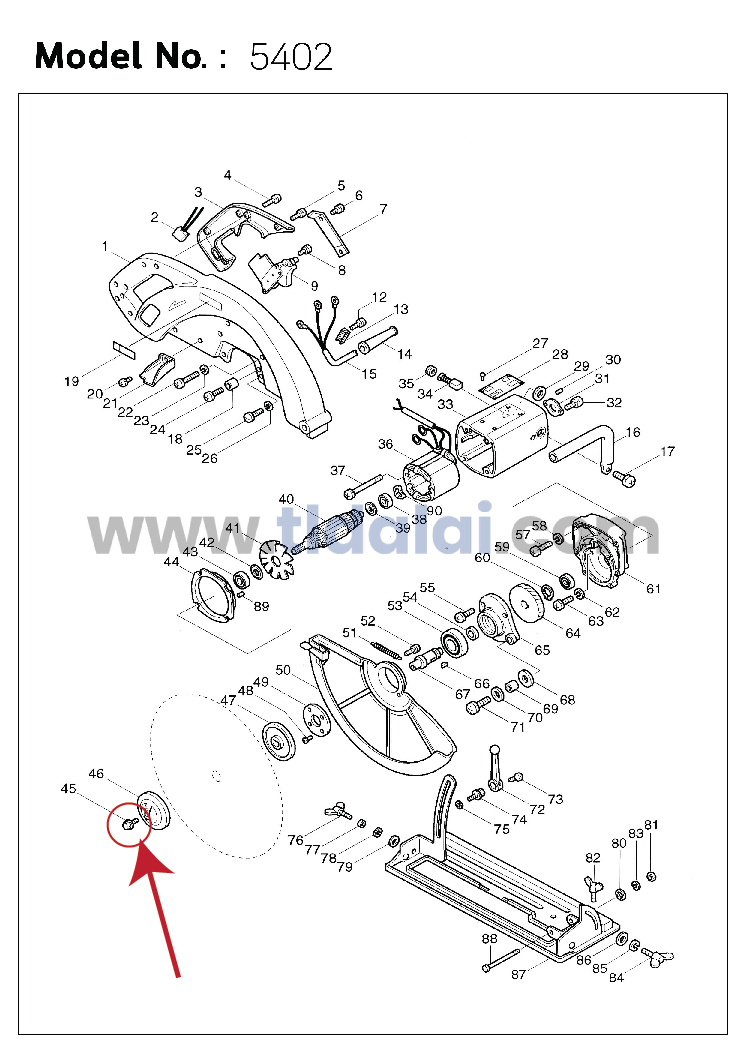น็อตยึดใบเลื่อย น็อตประกับใบ (แท้) เลื่อยวงเดือน Makita มากีต้า รุ่น 5201N #38, 5103N #20, 5402 #45, 5401N, (265408-7) (อะไหล่แท้100%)