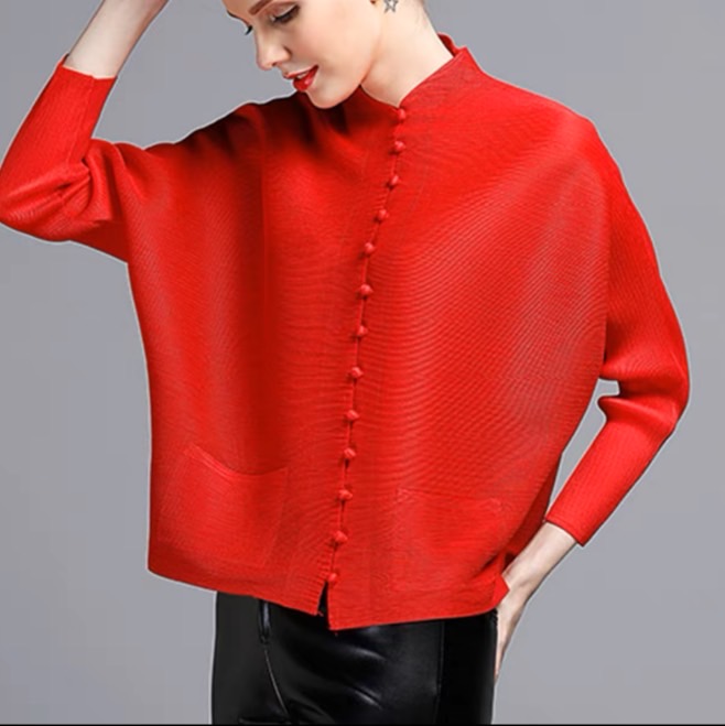 2MUAY BASIC รุ่น GJO2066 เสื้ออัดพลีทงานคุณภาพ BUTTON FRONT PLEATED TOP 17สี FREE SIZE