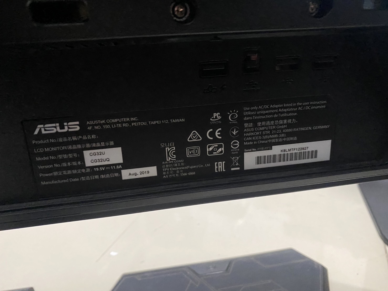 MONITOR ASUS CG32UQ 31.5" VA 4K 60Hz