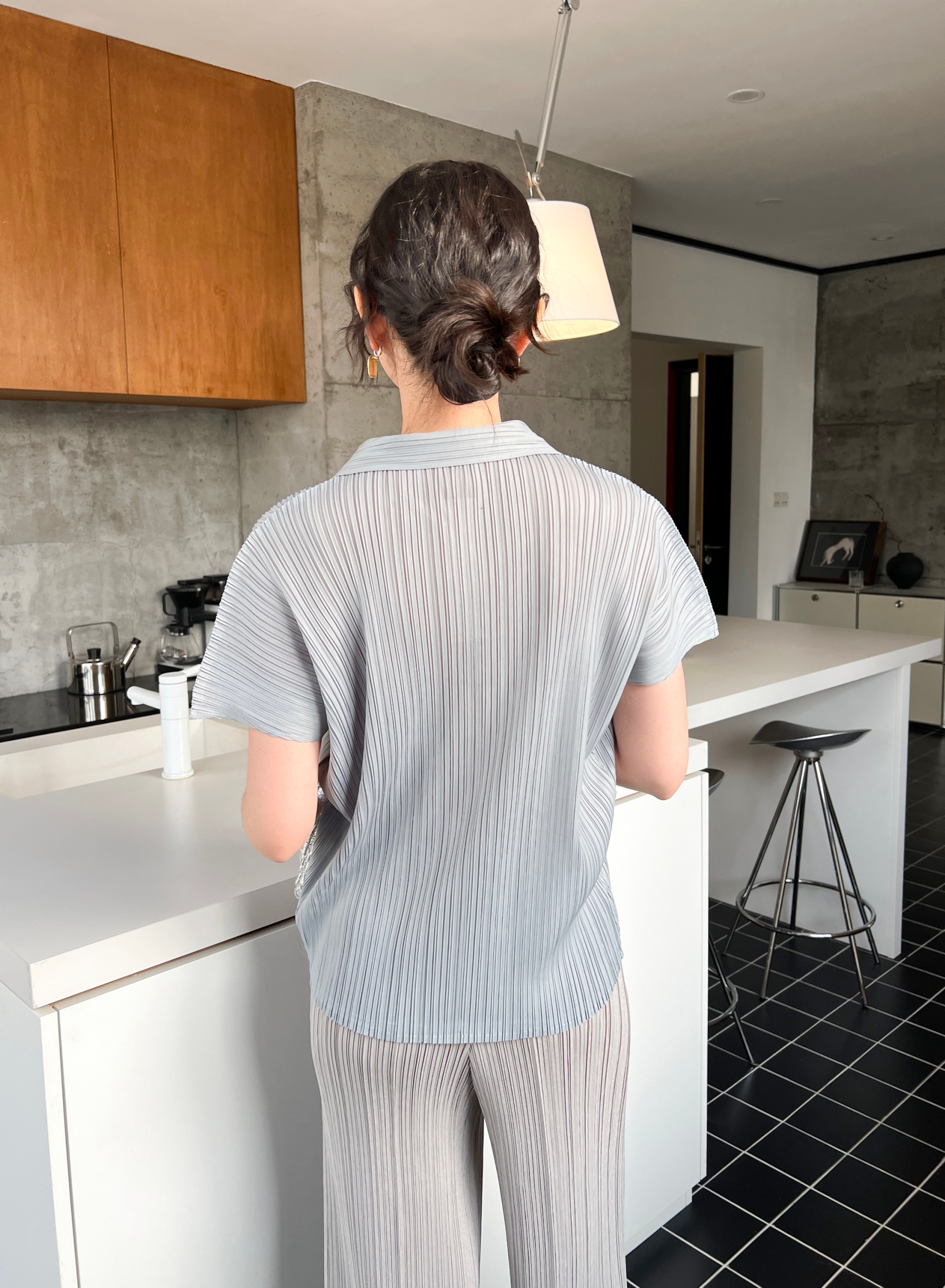 2MUAY รุ่น GJO3969 เสื้ออัดพลีทคุณภาพ BAT SLEEVE COLLAR PLEATED TOP 8 สี FREE SIZE