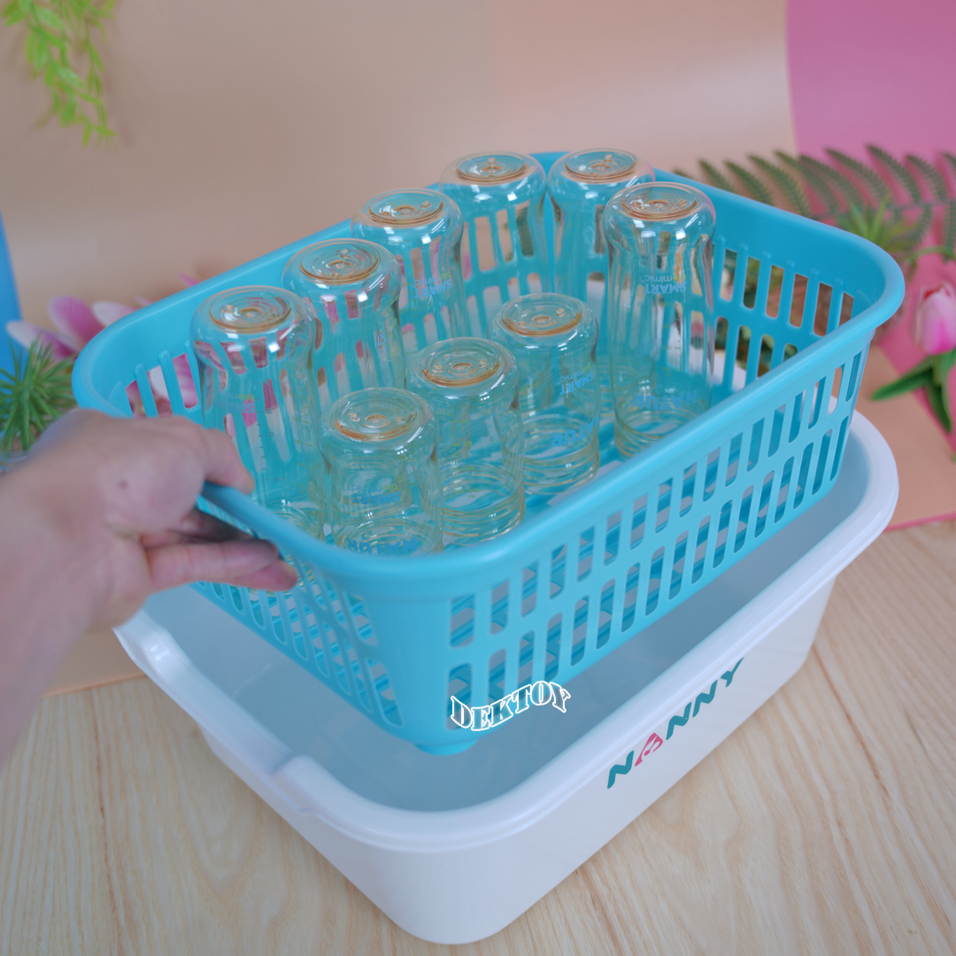 NANNY แนนนี่ ที่คว่ำขวดนมมีฝาปิดแนนนี่ N216 สีขาว ฟ้า