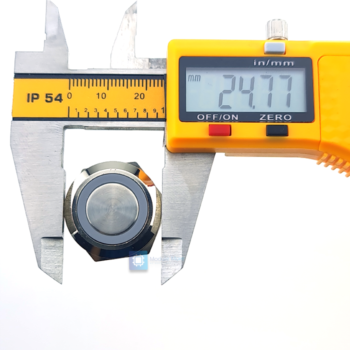 สวิทซ์กันน้ำ ปุ่มโลหะ กดติด-กดดับ 5 ขา 22mm self-locking waterproof power button switch inching LED with light 12v-24v/220vac