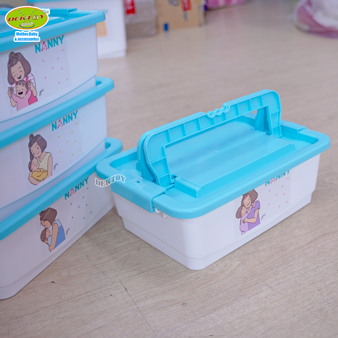 Nanny แนนนี่ กล่องเก็บของเอนกประสงค์ ใบกลาง มีหูหิ้ว ขนาด 9.5 ลิตร ลาย Munin (มุนิน) 244MU