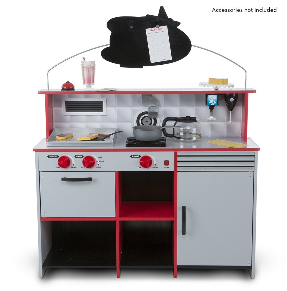 ชุด2in1 เคาน์เตอร์ครัว และชุดร้านอาหารพร้อมโต๊ะและเก้าอี้นั่ง ของเล่นสมมติ ชุดครัวไม้ ของเล่นไม้ Star Diner Restaurant Melissa&Doug, ของเล่นเสริมพัฒนาการ, ของเล่น