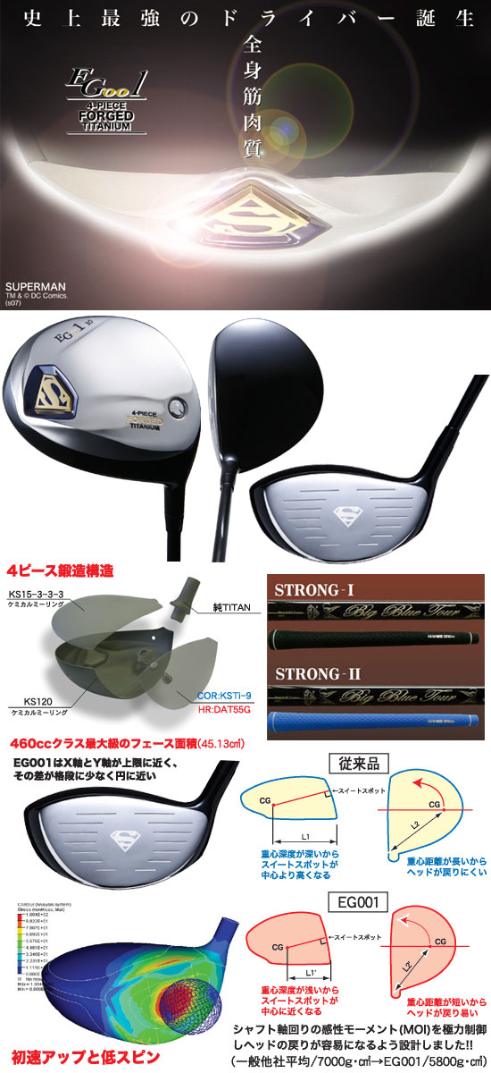 DRIVER Superman EG001 องศา 9 ตีไกลแบบจัดๆ โครงสร้าง FORGED TITANIUM แบบ 4 ชิ้น สุดยอดโครงสร้างเด้งๆ ไม้กอล์ฟพรีเมี่ยมญี่ปุ่นมือสอง ของแท้ By NakaraLuxurious