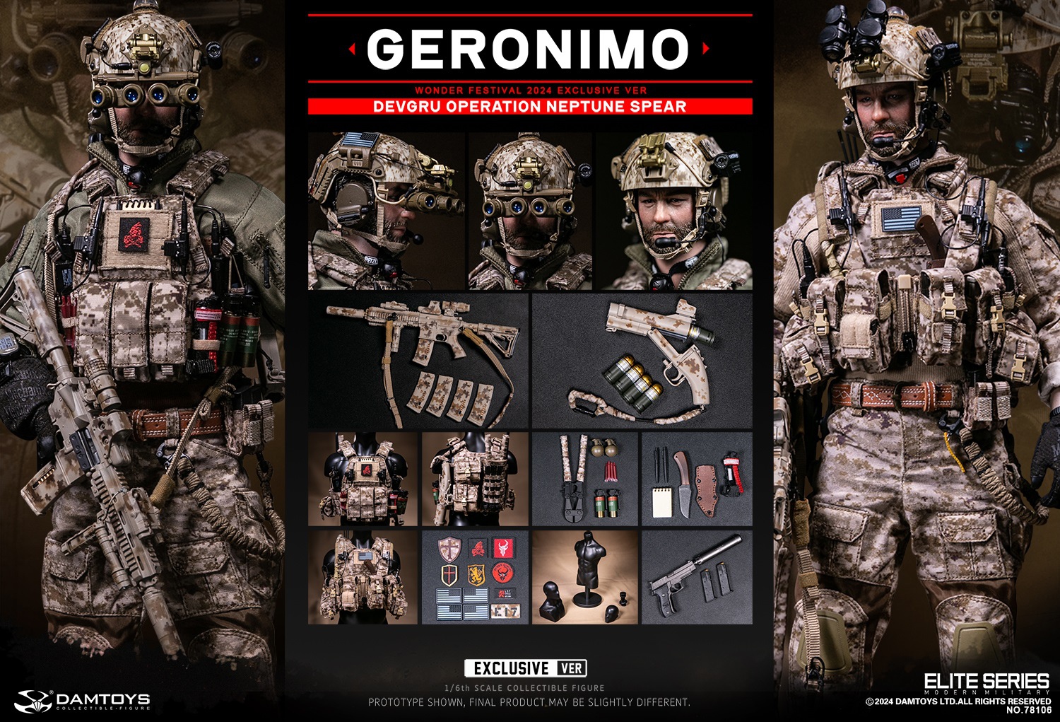 [สั่งจอง] DAMTOYS 78106 1/6 : DEVGRU Operation Neptune Spear “GERONIMO” [WF2024 Exclusive ver]