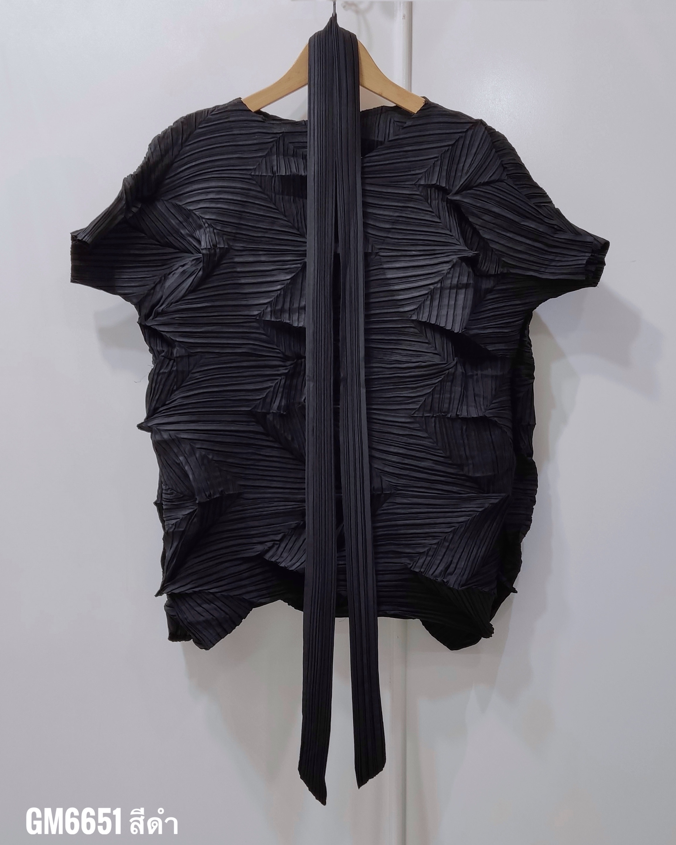 อกถึง 42 นิ้ว 2MUAY รุ่น GM6651 เสื้ออัดพลีท SHORT SLEEVE ZIG ZAG PLEATED TOP 15 สี FREE SIZE