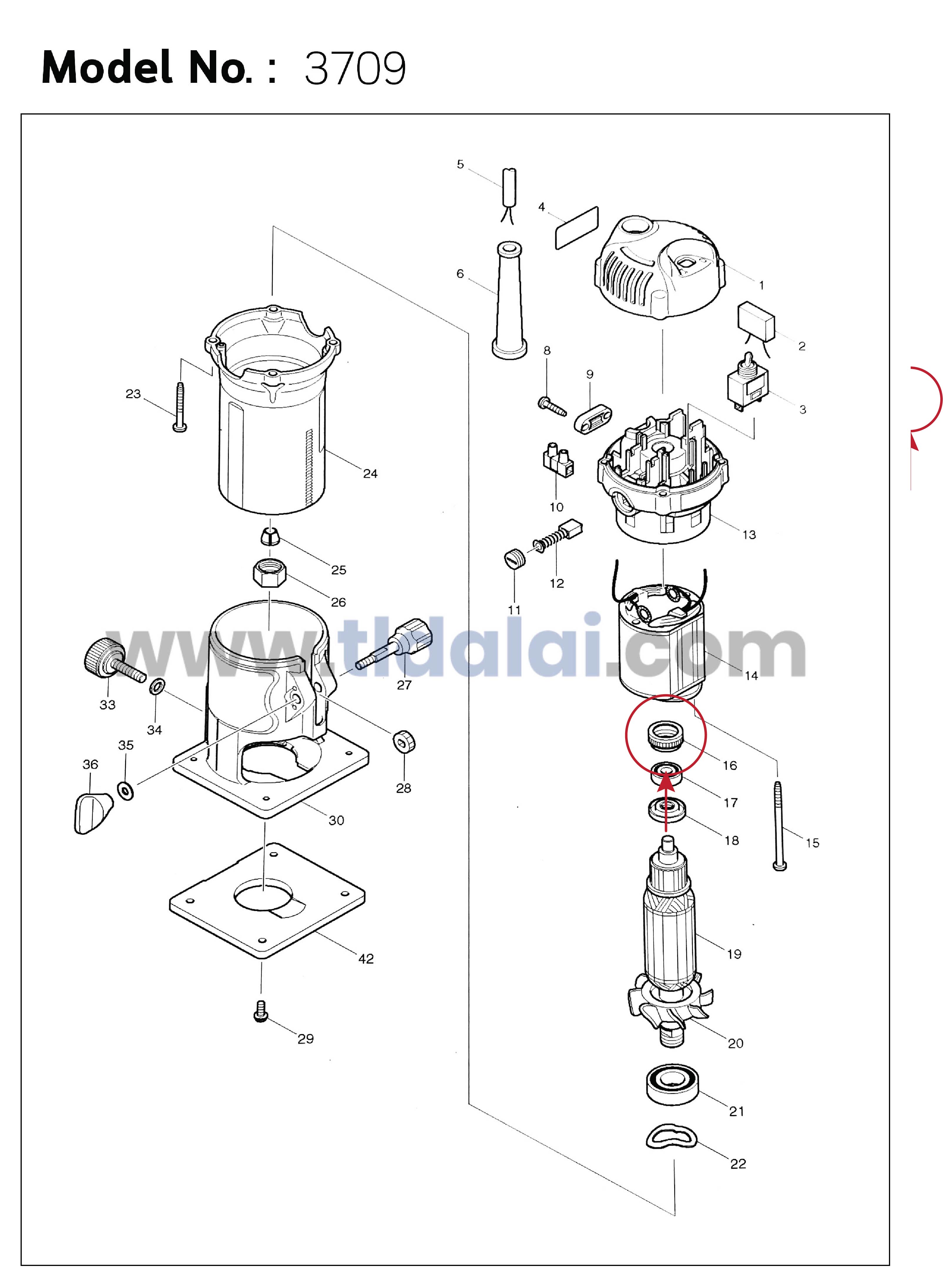 ยางรองลูกปืน (แท้)# (421494-0) หินเจียร, สว่านโรตารี่ Makita มากีต้า รุ่น 9500NB, 9553, 9533, 9556, HR1803, HR2441, HR2451, GA4030, GA4031, GD0601, HR2475, 4304, HR2021, HR2411, HR2450T, HR2451 - Maktec มาคเทค รุ่น MT370, MT955, MT958, MT959, MT960 (42149
