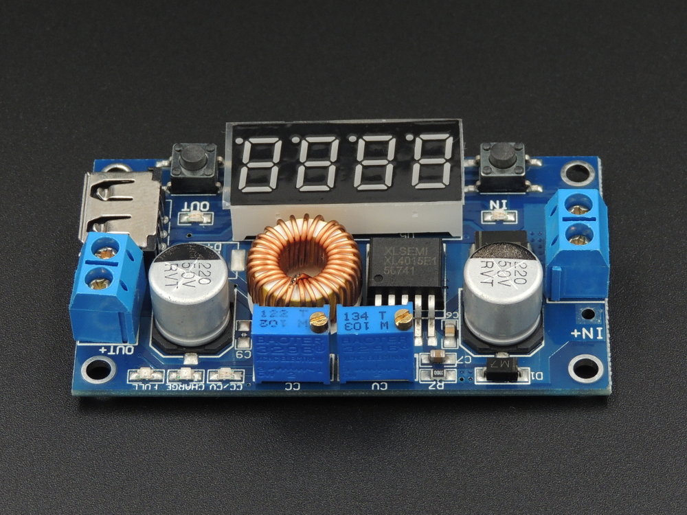 โมดูลแปลงไฟ Step down จาก 5-36V เป็น 1.25-32V กระแสสูงสุด 5A XL4015 constant voltage constant current buck power module voltage and current display LED driver lithium battery charging