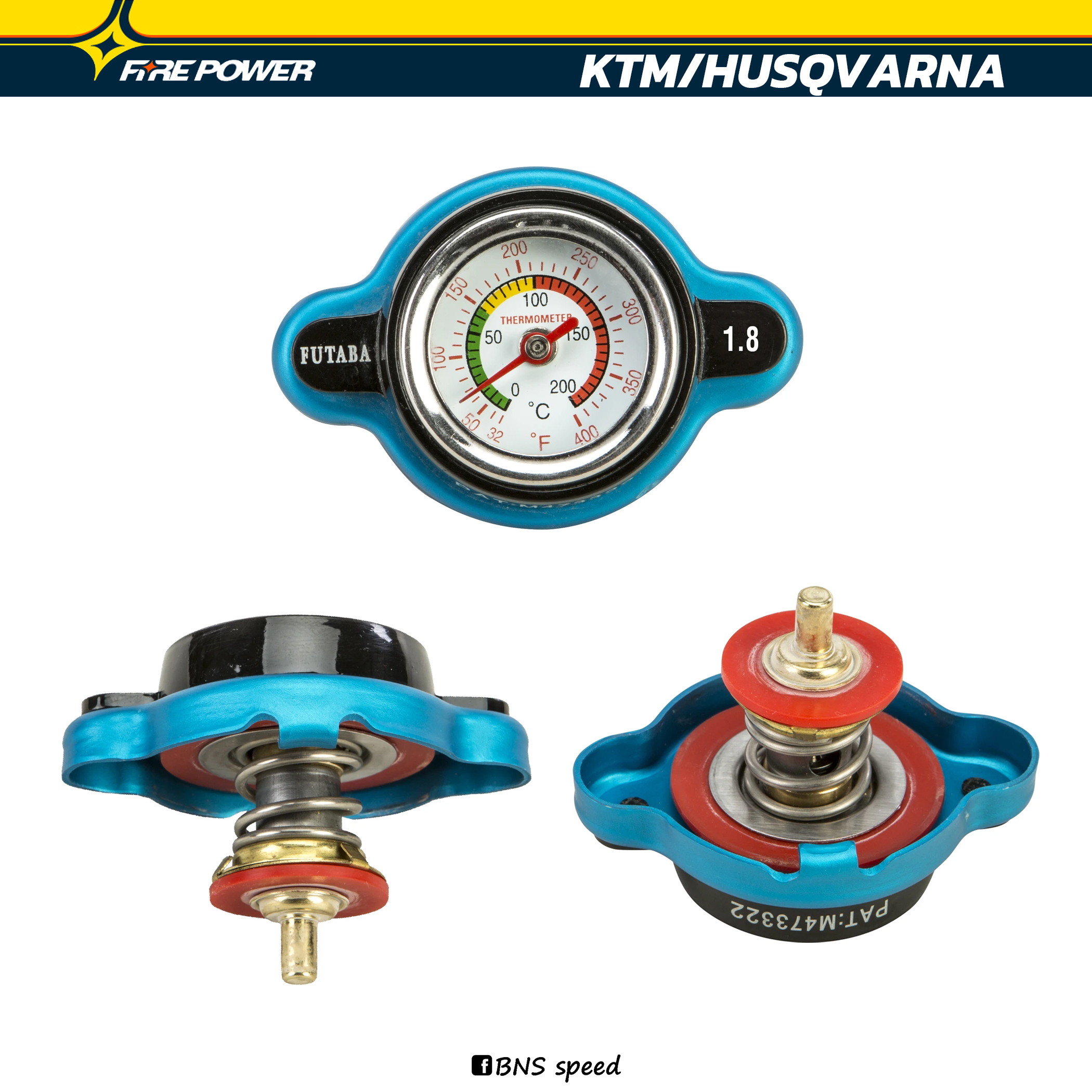ฝาปิดหม้อน้ำ FIRE POWER RADIATOR CAP 1.8 KGF. W/ TEMPERATURE GAUGE - KTM/HUSQVARNA