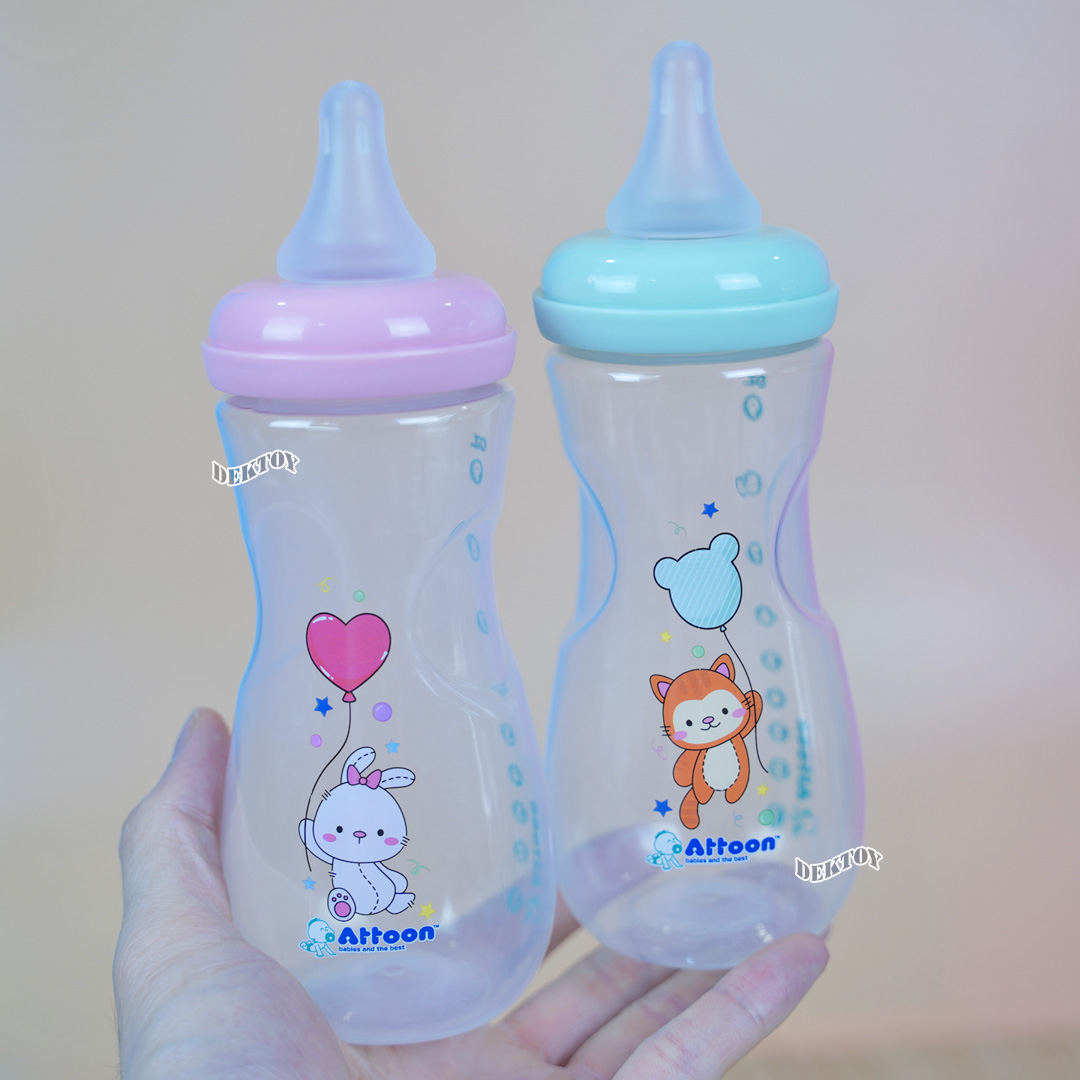 แพ็ค3ขวด Attoon ขวดนมแอทตูน คอแคบ,คอกว้าง พร้อมจุก Antichoke ไม่ดูดไม่ไหล ขนาด4ออนซ์/5ออนซ์/8ออนซ์ และ9ออนซ์