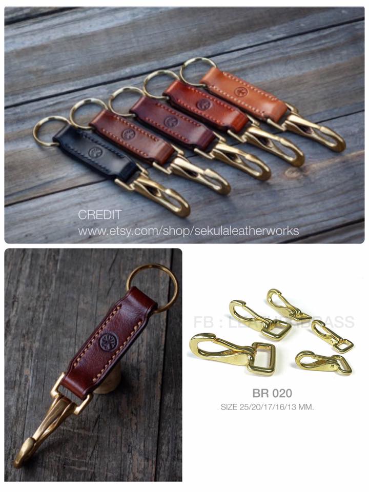 ฺBR020 ตะขอเกี่ยวกระเป๋า ห่วงสี่เหลี่ยม ทองเหลืองแท้ leatherbrass**ราคาต่อชิ้น**