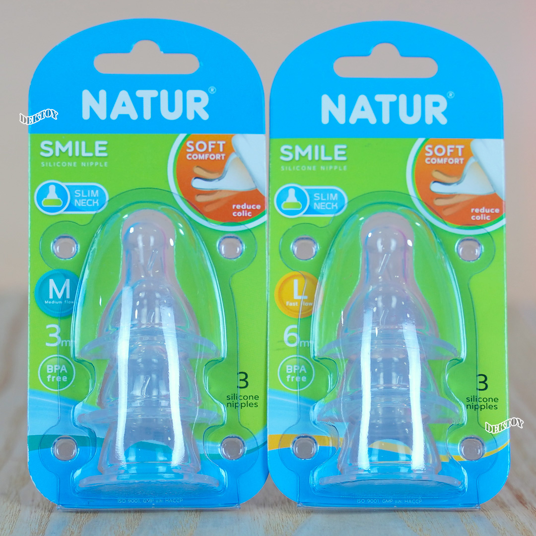 Natur เนเจอร์ จุกนมเนเจอร์สไมล์คอแคบ แพ็ค 3 ชิ้น