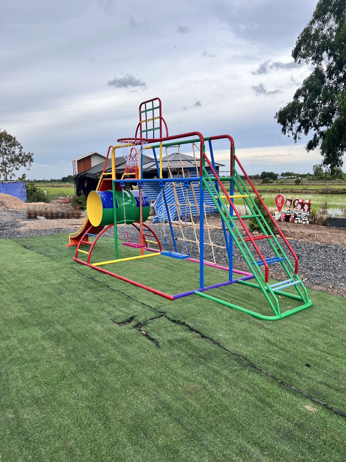 ชุดรวม E เชือกถักใหญ่ ประกอบด้วยสไลเดอร์ชิงช้าปีนป่ายแป้นบาสและถังลอดถ้ำ กระดานลื่นเหล็ก เครื่องเล่นสนามกลางแจ้ง เครื่องเล่นสนามเหล็ก OutdoorPlayground,ผลิตเครื่องเล่นสนาม,เครื่องเล่นในสนามเด็กเล่น,เครื่องเล่นงบสพฐ.,ประชารัฐ, ราคาโรงงาน