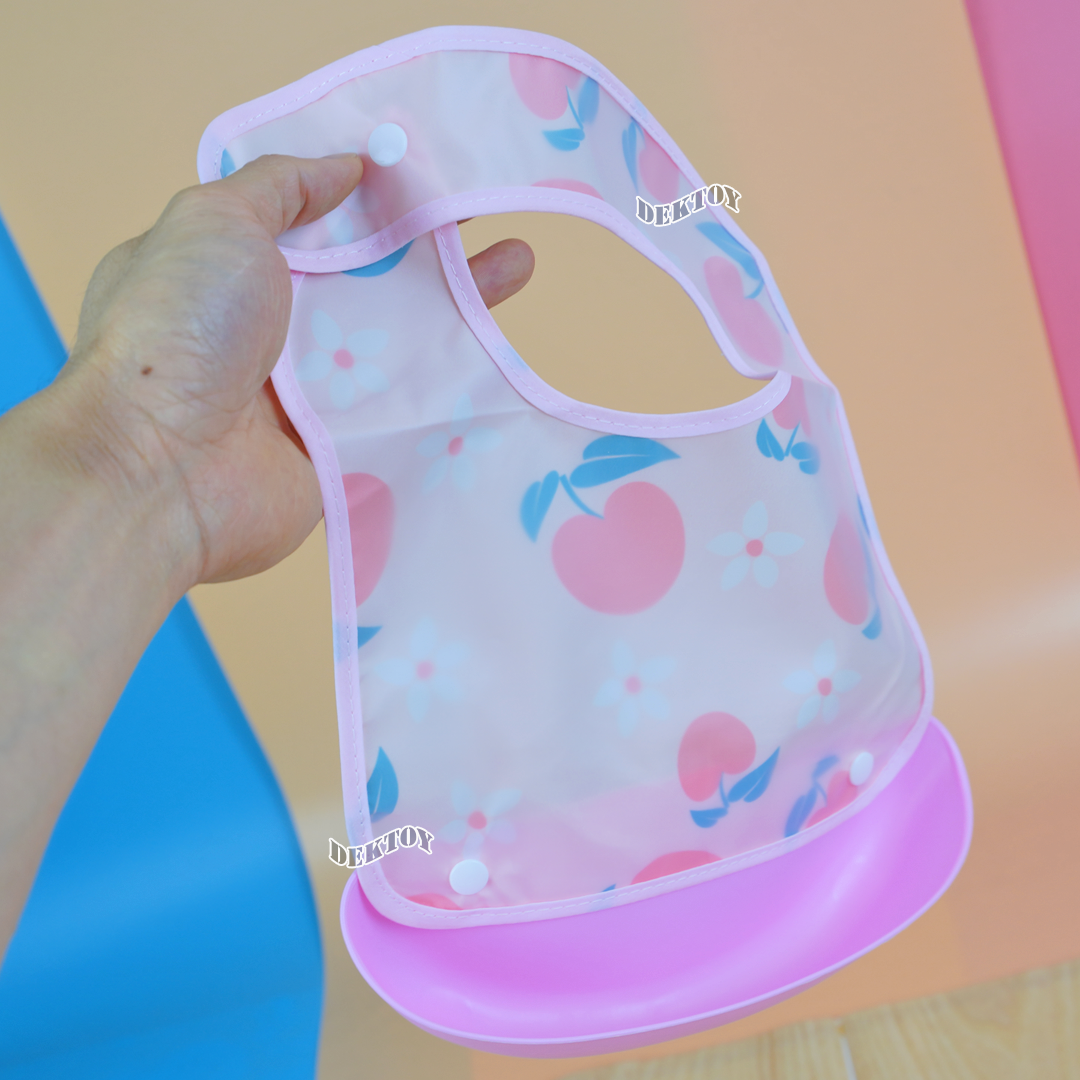 Gracekids เกรซคิดส์ ผ้ากันเปื้อนพลาสติกมีที่รองอาหาร กันเปื้อนเด็ก PVC ปรับขนาด2ระดับ