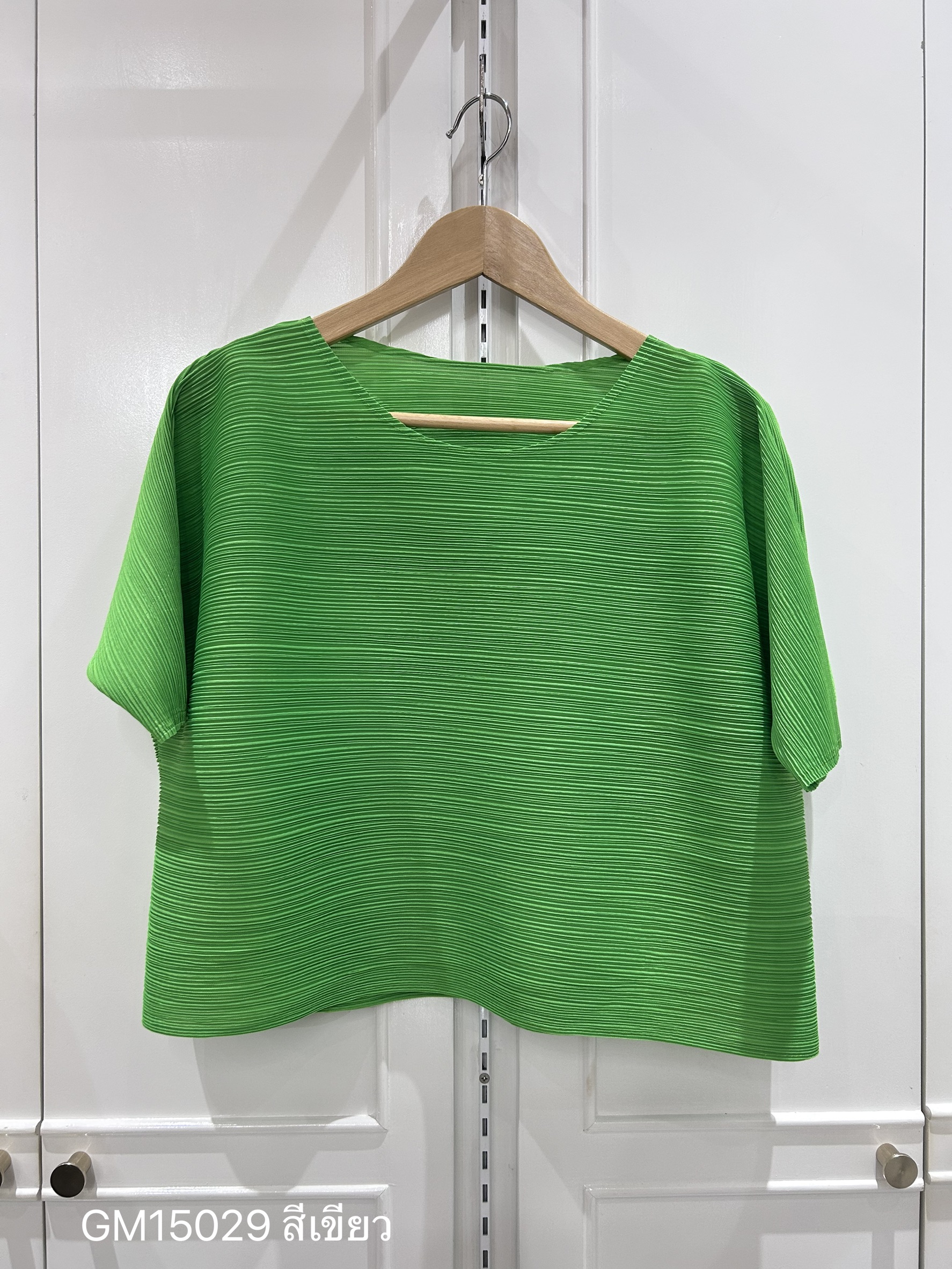 อกถึง48 2MUAY GM15029 เสื้ออัดพลีท SHORT SLEEVE PLEATED TOP 28 สี FREE SIZE