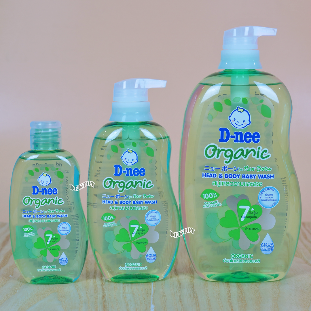 D-nee ดีนี่ ออร์แกนิค สบู่และแชมพูอาบน้ำ ฟอร์นิวบอร์น สีเขียว