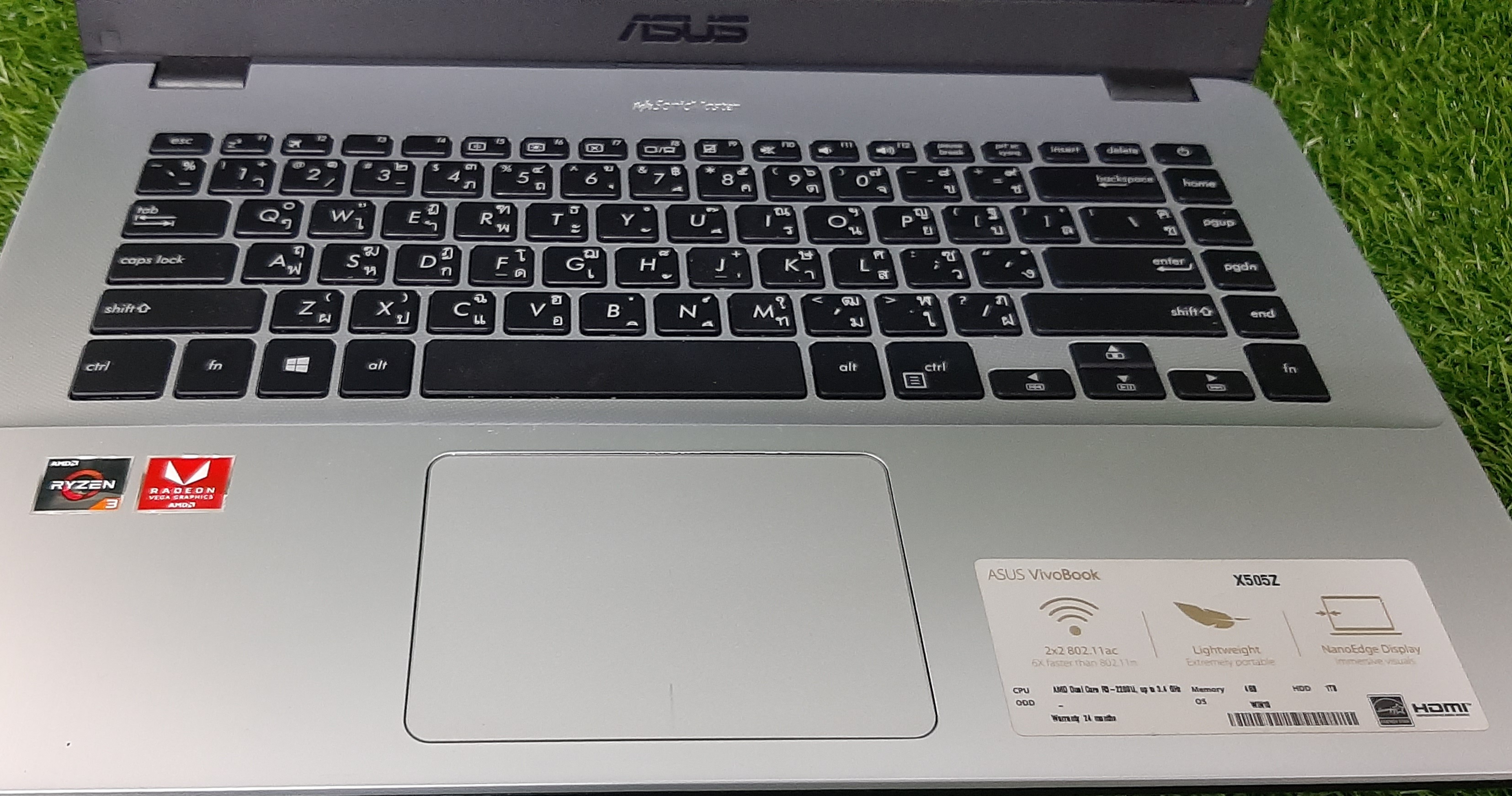 โน๊ตบุ๊คมือสอง ประกันร้าน 1 เดือน Asus X505Z (CPU Ryzen3 2200U Ram4GB HDD1TB) พร้อม Adapter ฟรี!! กระเป๋า สภาพดี