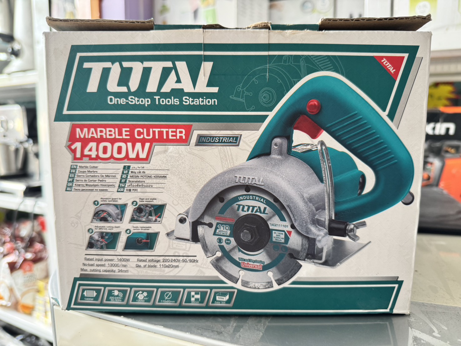 TOTAL เครื่องตัดหินอ่อน 4 นิ้ว 1400 วัตต์ ( เครื่องตัดกระเบื้อง )รุ่น TS3141102 ( Tile Cutter ) (ราคาไม่รวมใบตัด)