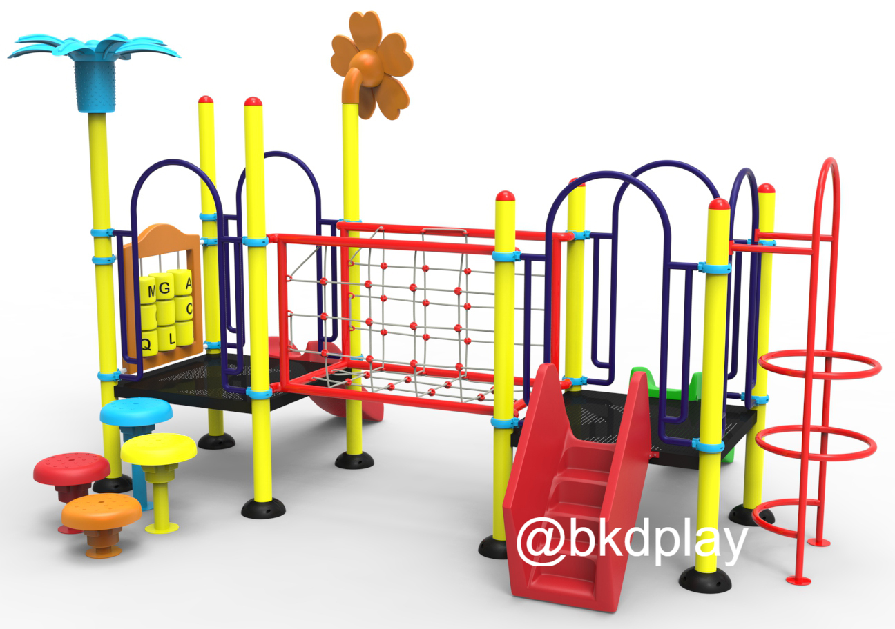 ชุดหอสะพานเชือกสไลด์ 70, เครื่องเล่นสนามกลางแจ้ง , เครื่องเล่นสนามแบบเหล็ก,ปีนป่าย,สไลเดอร์, OutdoorPlayground, ราคาโรงงาน สินค้าสั่งผลิต 10-20 วัน ขนาด 300x490x250 ซม.