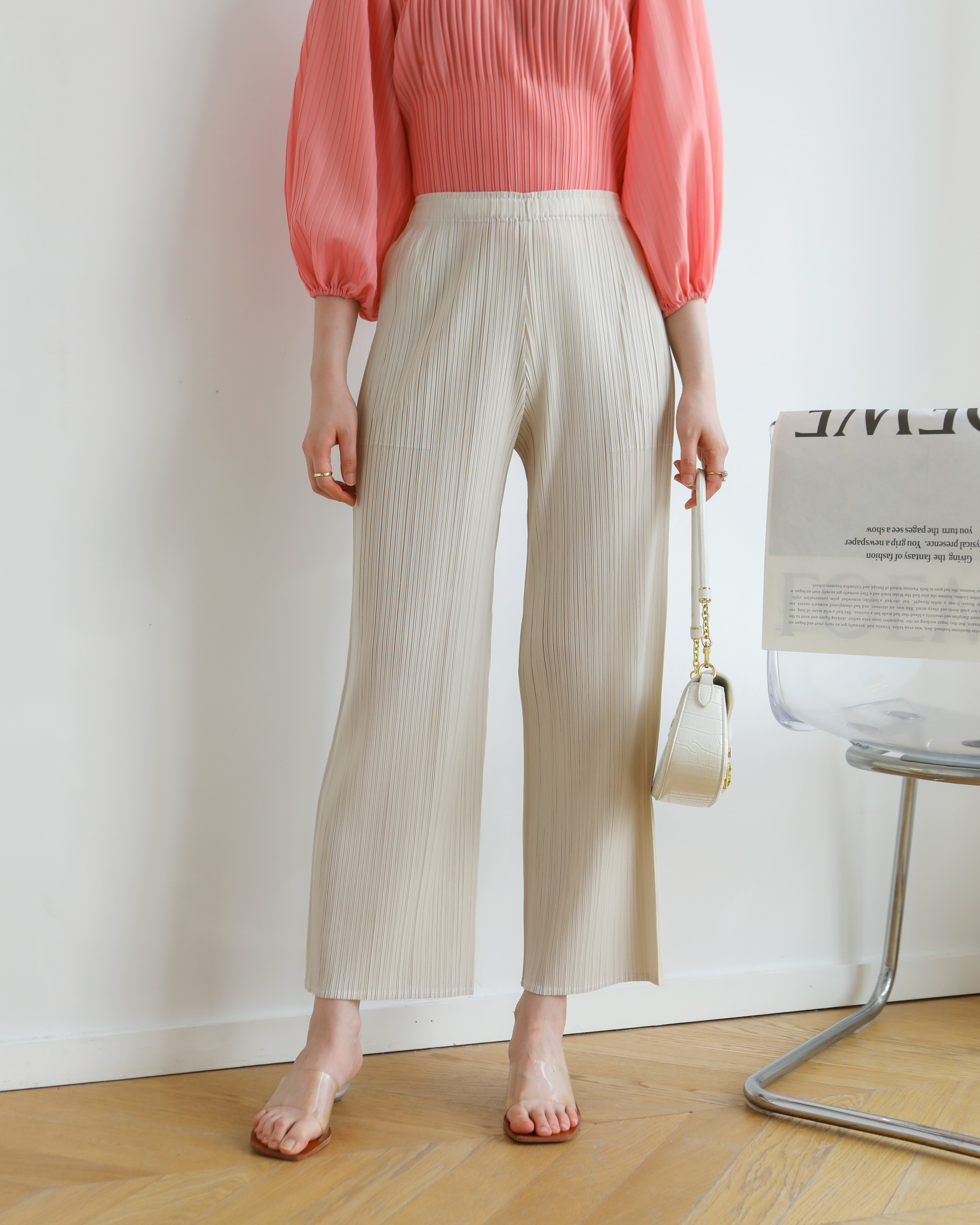 ยาว37นิ้ว! 2MUAY BASIC รุ่น GJO8312 กางเกงผู้หญิง กางเกงอัดพลีทคุณภาพ BASIC STRAIGHT PLEATED PANTS 12สี FREE SIZE