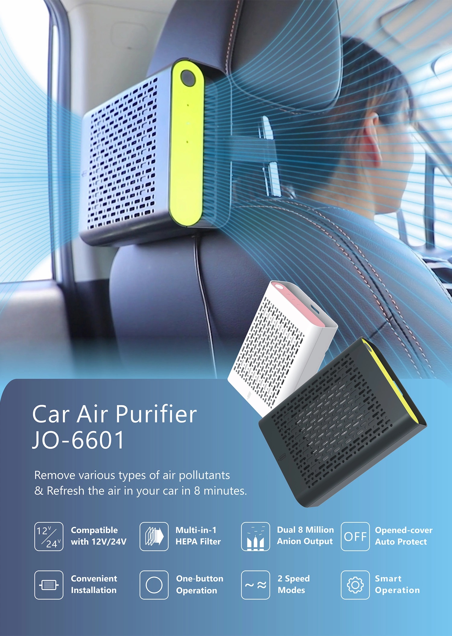 สู้ศึก PM 2.5!!!เครื่องฟอกอากาศ JO-6601 ประจุลบ: 8,000,000 ตัว ต่อเซนติเมตร เยอะเว่อร์!!!