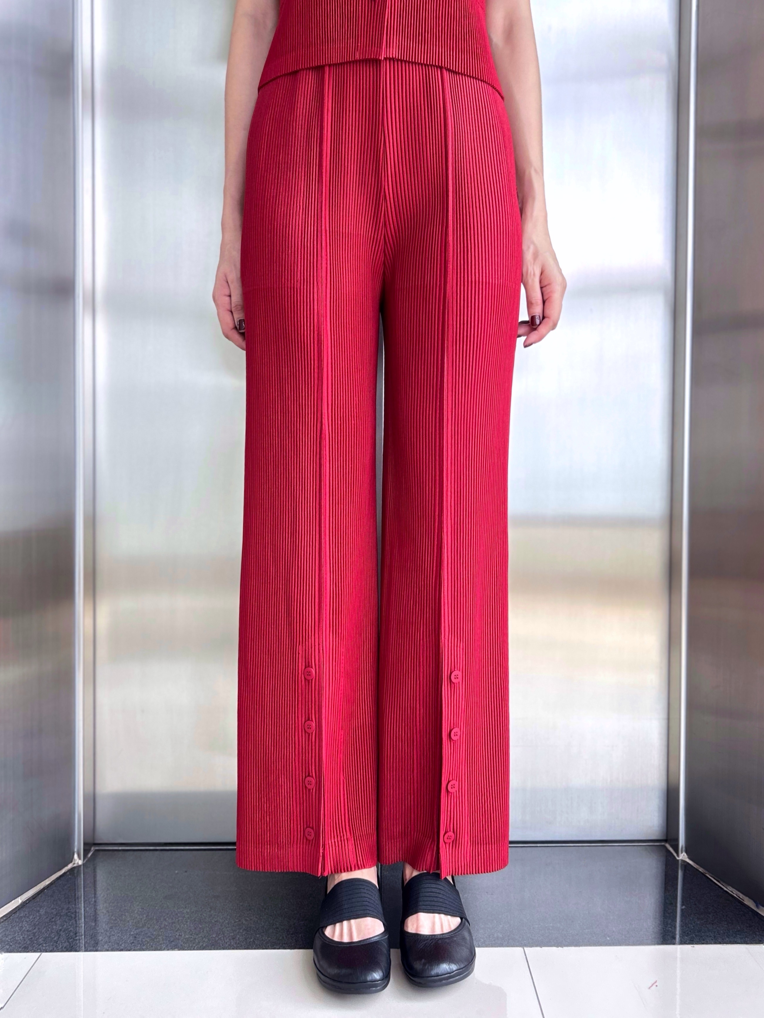 ยาว 38.5 นิ้ว 2MUAY รุ่น GJO1871 กางเกงพลีทคุณภาพ THICK STRAIGHT LEG SPIT FRONT PLEATED PANTS 10สี FREE SIZE