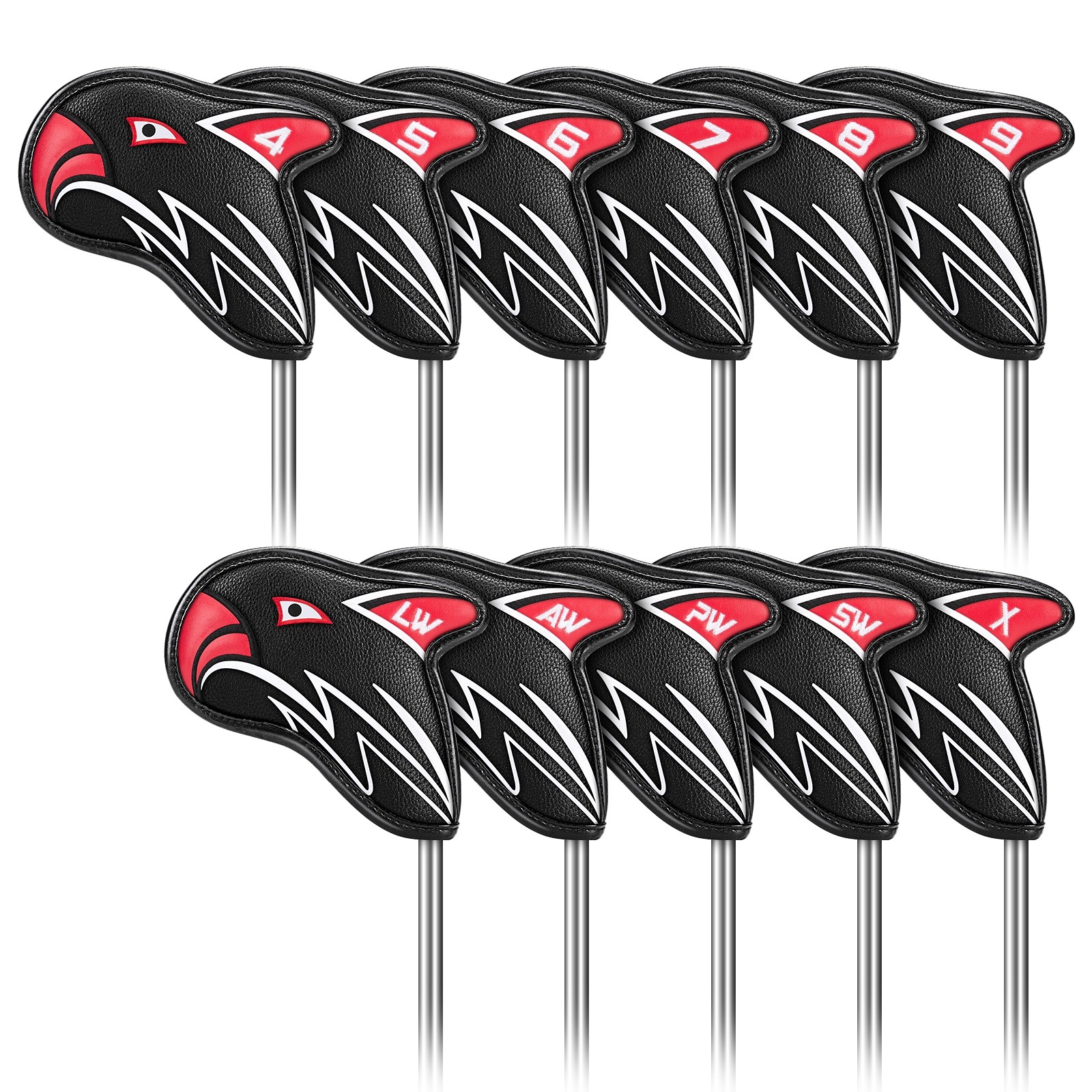 ปลอกหุ้มหัวไม้กอล์ฟ ปลอกหุ้มหัวไม้ชุดเหล็ก COVER IRONS SET EAGLE ( 1 เซ็ตมี 11 ชิ้น ) สีดำ