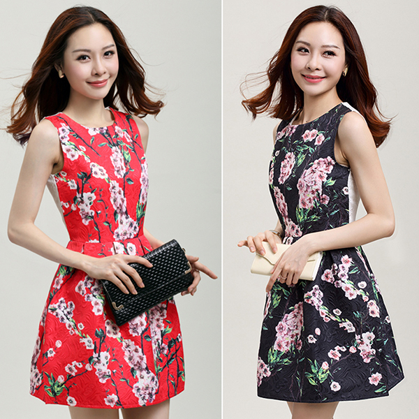 [SALE] เดรสสั้นลายดอก เดรสใส่ตรุษจีน-10981