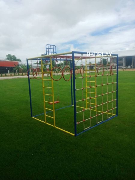 ลูกเต๋าปีนป่าย ชุดรวมปีนป่ายสี่เหลี่ยมA2 ปีนป่ายเชือก พร้อมบาร์โหน บาร์ไต่ ชิงช้า เครื่องเล่นสนามเหล็ก เครื่องเล่นสนามกลางแจ้ง OutdoorPlayground