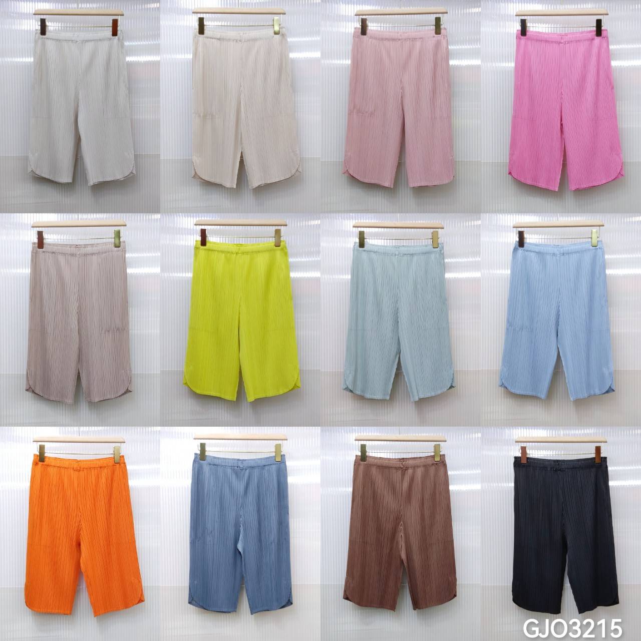 2MUAY รุ่น GJO3215 กางเกงผู้หญิงขาสั้น กางเกงพลีทคุณภาพ 12สี FREE SIZE CASUAL PLEAT SHORT PANT