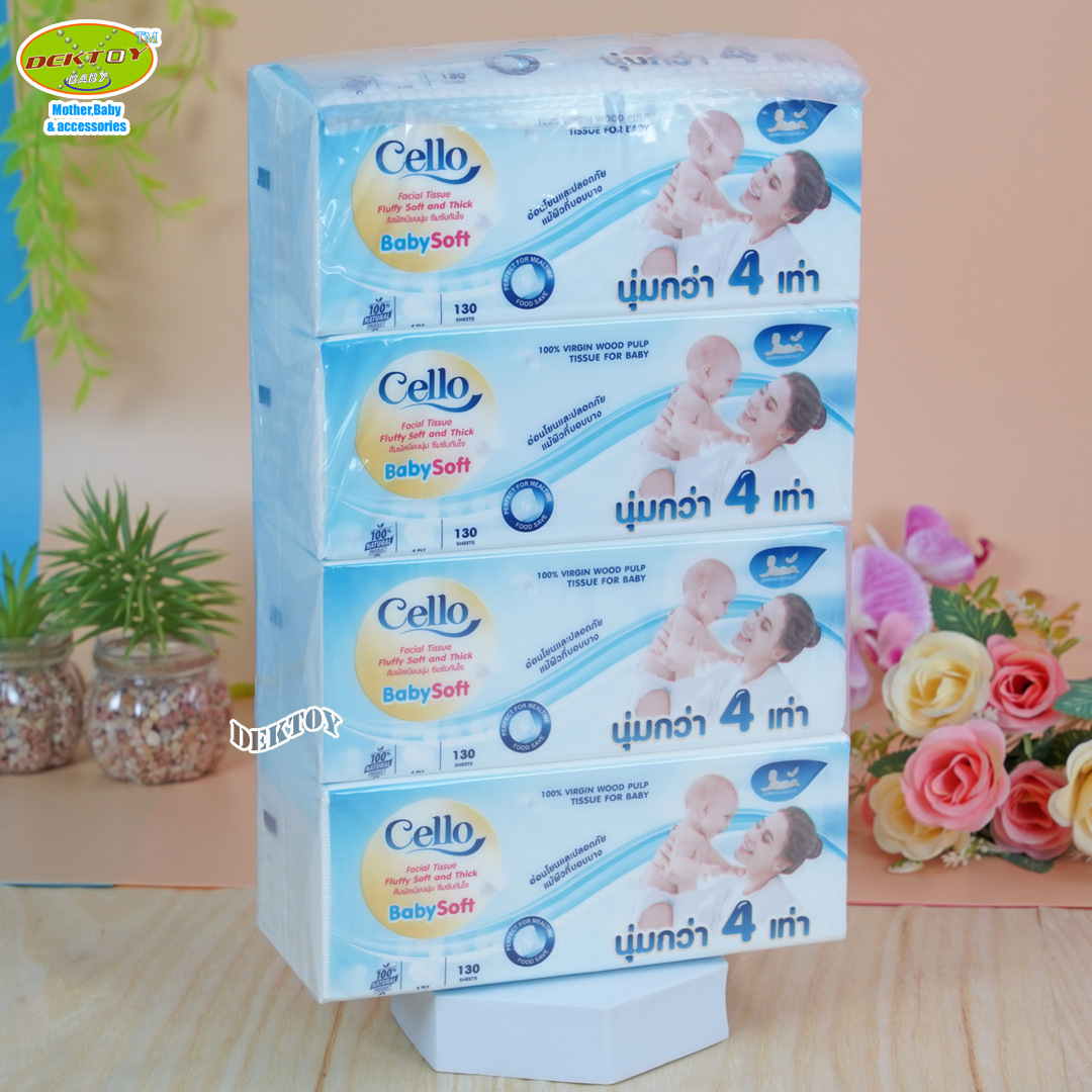 Cello เซลโล่ babysoft กระดาษชำระ ทิชชู่หนา4ชั้น 130 แผ่น 4 ห่อ