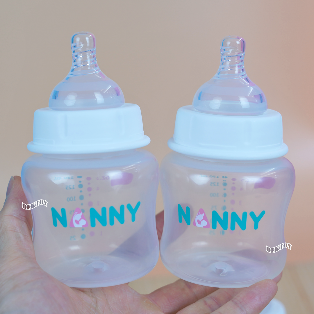 NANNY แนนนี่ ขวดนม5ออนซ์คอกว้างแพ็ค3ขวด จุกนมรุ่นใหม่นิ่มสุดๆ 2203
